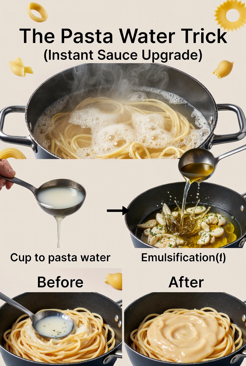 The Pasta Water Trick (Instant Sauce Upgrade)